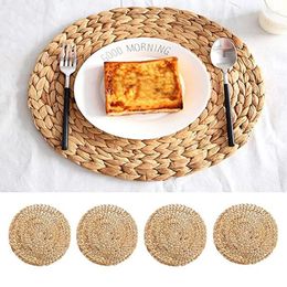 Table Mats 1Pc Natural Water Gourd Woven Placemat Round Rattan Mat Pad Green Tropical WeddingF