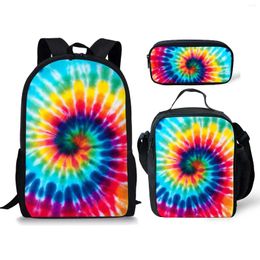 School Bags 3Pcs/Set Bag Tie Dye Style Backpack For Teenager Boys Girls Students Campus Casual Book With Lunch Pencil
