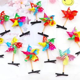 Party Favor 10Pcs Colorful Plastic 3D Windmill Hair Clip Hairpin For Baby Girl Kids Birthday Favors Shower Gifts Pinata Fillers