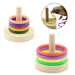 Other Bird Supplies Toys Parrot Wooden Platform Plastic Rings Intelligence Training Chew Puzzle Toy Playground Pet
