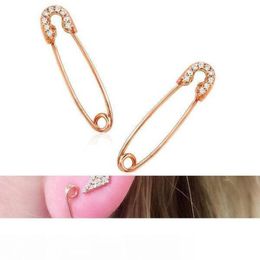 fashion cheap wholesale jewelry simple safety pin ear pave cz safety pin design elegance lovely girl gift fashion earring4608705