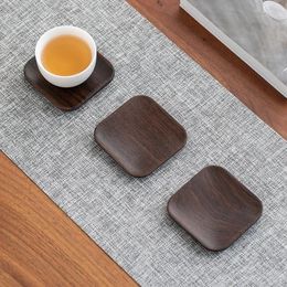 Tea Trays Ebony Pear Solid Wood Mat Cup Ceremony Kungfu Saucer Set Accessories Zen Heat Insulation Teacup PadZC582