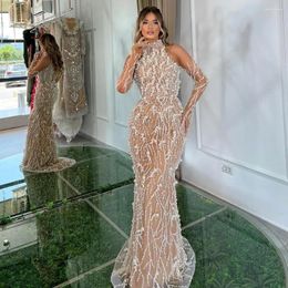 Party Dresses Serene Hill Dubai Luxury Pearls Beaded Evening Gowns 2024 For Women White Nude Mermaid Wedding Parties LA72345