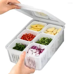 Storage Bottles Kitchen Scallion Box 6-in-1 Food Containers Refrigerator Fresh-Keeping Strainer