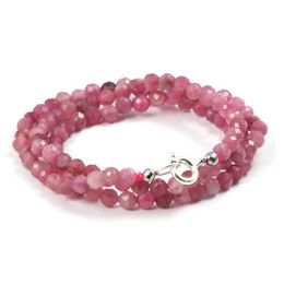 Beaded Necklaces Natural semi precious Apatite amethyst pink tourmaline agate garnet necklace cut with small 3mm beads and S-buckle necklace gift d240514