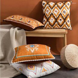 Pillow Bohemia Buddhism Cover With Pompom Decoration Home Decorative Soft Velvet 45x45/30x50cm Sofa Bed Chair