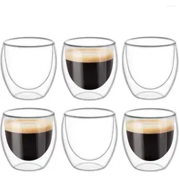 Wine Glasses 2/4/6PC 80ML/250ML/350ML/450ML Double Walled Glass Coffee Cup Insulated Layer Tea Cups Clear Small For Cold Glassware