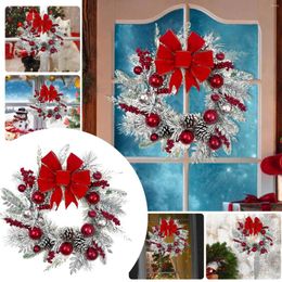 Decorative Flowers Rustic Christmas Home Decor Red And White Component With Double Pinecone Wreath Welcome Dog Sign For Front Door