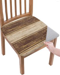 Chair Covers Brown Retro Wood Grain Rustic Seat Cushion Stretch Dining Cover Slipcovers For Home El Banquet Living Room