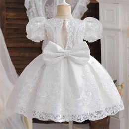 Girl's Dresses Toddler Kids Flower Wedding Party Dresses Baby Girls 1st Birthday Baptism Backless Dress Luxury Embroidery Princess Costume Y240514
