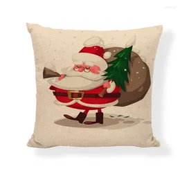 Chair Covers 2024 Fashion Christmas Linen Pillowcase Red Series Santa Claus Pillow His Sofa Decoration