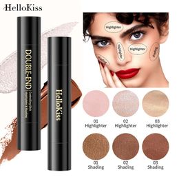 Hellokiss Double Head High Gloss Sculpture Stick with equallescent sertooscopic natural brightening and facial shadow makeup