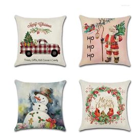 Pillow Christmas Santa Claus Snowman Car Cover Kussenhoes Throw Pillowcase Sofa Home Navidad Decoration Fundas Cojines