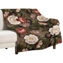 Blankets Green Antique Natural Autumn Night Roses Pattern Throw Blanket For Decorative Sofa Bed Plaid