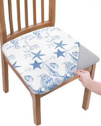 Chair Covers Blue Ocean Starfish Conch Seahorse Anchor Elastic Seat Cover For Slipcovers Home Protector Stretch