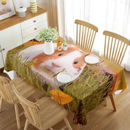 Table Cloth Guinea Pig Tablecloth Cute Cartoon Animal Rodent Print Rectangular Cover For Dining Room Kitchen Home Party Indoor Decor