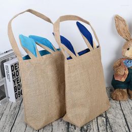 Storage Bags 1PCS Easter Burlap Gift Creative Linen Candy Packaging Bag Happy Decoration For Home 2024