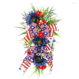 Decorative Flowers Y166 Memorial Day Wreath Independence For Front Door Christmas Artificial Flower Patriotic