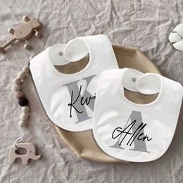Bibs Burp Cloths Personalised baby bib customization initial letter childrens cotton baby Saliva towel letter printing bib immersion baby shower giftL240514