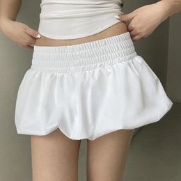Skirts Solid Color Flower Skirt Fashion Low Waist Mniskirt Summer Casual Elastic White Elegant Cute Girls Y2k Streetwear