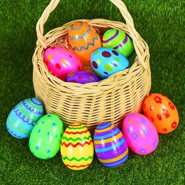 Party Favour 12Pcs Colourful Print Fillable Plastic Easter Eggs DIY Candy Gift Boxes Children's Toys Baby Shower Kids Favours Empty