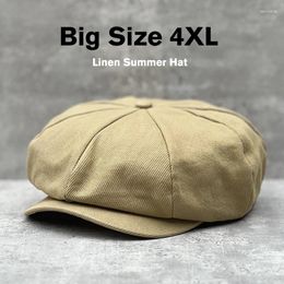 Berets Cotton Linen Big Size Summer Sboy Cap Men Twill 8 Panel Hat Baker Caps Retro Gatsby Hats Casual Apple Beret For Male
