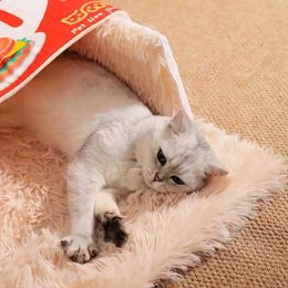 Cat Beds Furniture Washable cat bed rectangular snack shape comfortable cat house machine washable soft pull-out pet store zippered dog bed