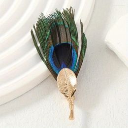 Brooches Ladies Novelty Feather Brooch Luxury Peacock Handmade Fabric Corsage Pin Suit Coat Personalised Lapel