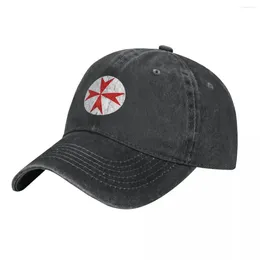 Ball Caps The Cross Of Malta - Vintage White And Red Cowboy Hat Anime Dad Summer Snap Back Mens Women's