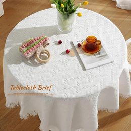 Table Cloth French Tablecloth Small Round Light Luxury High-end Sense Birthday Pos White Japanese Coffee Dormitory