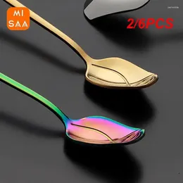 Spoons 2/6PCS Tea Spoon Colorful Coffee Long Handle Stainless Steel Dessert Small Teaspoon Creative