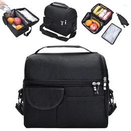 Dinnerware Large Insulated Lunch Box Leak-proof Cooler Bag Dual Compartment Tote For Camping Men Women Wine
