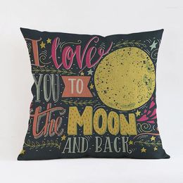 Pillow Romantic Letter Print I Love You To The Moon And Back Cover Home Decor Cotton Linen Sofa Throw Cases For Car Seat