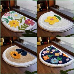 Carpet Small floral mat mesh red floor multi-color mixed absorbent carpet household tools kitchen simple semi-circular 40x60cm H240514