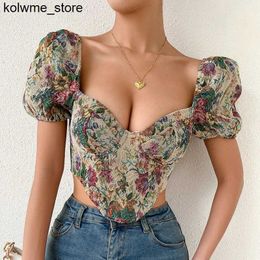 Women's Tanks Camis French Vintage Corset Tops To Wear Out Sexy Floral Corsets Bustier Crop Top Tank Lace Up Women Flower Camisole Shaper Streetwear S24514