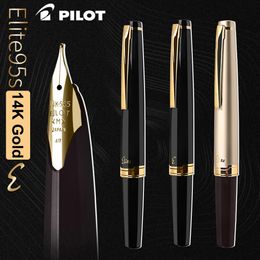 Japan Pilot Fountain Pen 14K Gold Nib 95s Elite 95th Anniversary Carved Pocket Design Portable Gold Pen High end Stationery 240506