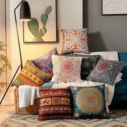Chair Covers Ethnic Style Retro Throw Pillow Set Square Cushion Bedroom Living Room Sofa Back Light Luxury Waist