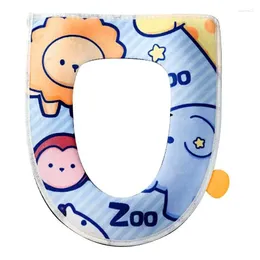 Pillow Toilet Seat Warmer Cover Bathroom Thicker Pads Waterproof Cartoon Supplies With Zipper & Handle For