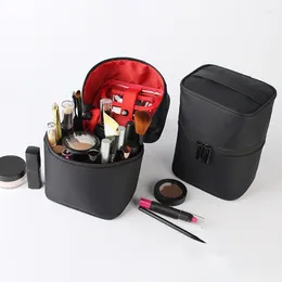 Storage Bags Women Barrel-shaped Cosmetic Bag Make Up Case Zipper Beauty Wash Box Toiletry Organiser Beautician Necessary Travel Accessories