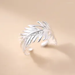 Cluster Rings BF CLUB 925 Sterling For Women Fashion Geometric Handmade Irregular Feather Shape Ring Party Christmas Gift