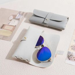 Storage Bags PVC Retro Literary Simple Glasses Bag Soft Leather Case Girl Portable Sun Sunglasses Anti-pressure