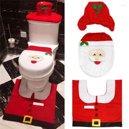 Toilet Seat Covers Cute Christmas 2024 Bathroom Mat Santa Claus Cover Set Year Navidad Gift Home Decoration
