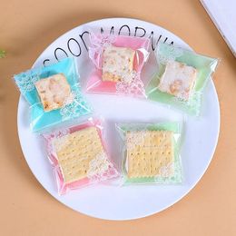 Gift Wrap 100 Pcs/lot Romantic Pink Lace Biscuit Packaging Bag Clear Cookie Packing Plastic Candy Bags For Wedding