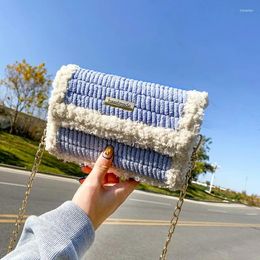 Shoulder Bags Tiktok Same DIY Handmade Gift Bag Ice Corduroy Woven Female Crossbody Ins Fashion Homemade Material