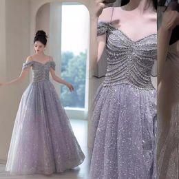 2024 Elegant crystals Sequins Mother of the Bride Dresses sexy Long off shoulder Plus Size Evening Prom Gowns Dress Formal Evening Gowns Plus Size Wedding Guest Dress