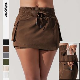 Trendy American High Taille Shorts Sport Y2K Modemarke Schnürung Multi -Taschen -Arbeitskleidung für Frauen F51442