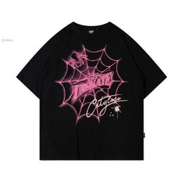 555 Sp5de Men T Shirt Designer Pink Young Thug r mans Women Quality Foaming Printing Sp5ders Web Y2K Top Tees Pattern Tshirt Fashion f83b 8767