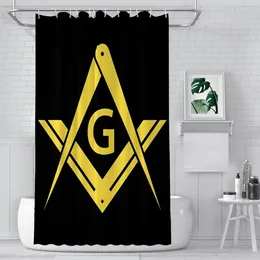 Shower Curtains Square Compass Gold Modern Masonic Bathroom Freemason Waterproof Partition Curtain Funny Home Decor Accessories