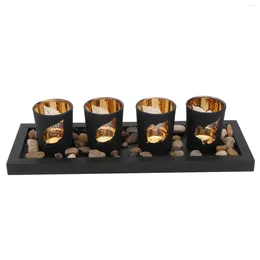 Candle Holders 1 Set Of Decorative Candlestick Adornments Glass Holder Ornament (Black)