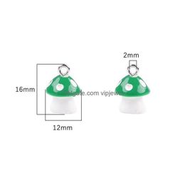 Charms Charms Colorf Lovely Mushroom 12Mm Pendants Crafts Making Findings Handmade Jewellery Diy For Earrings Necklace Drop Delivery Com Dhrxg